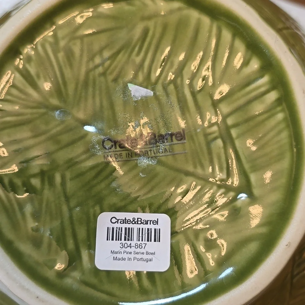 Crate & Barrel Marin Pine Serving Bowl Green Salad Bowl Dish